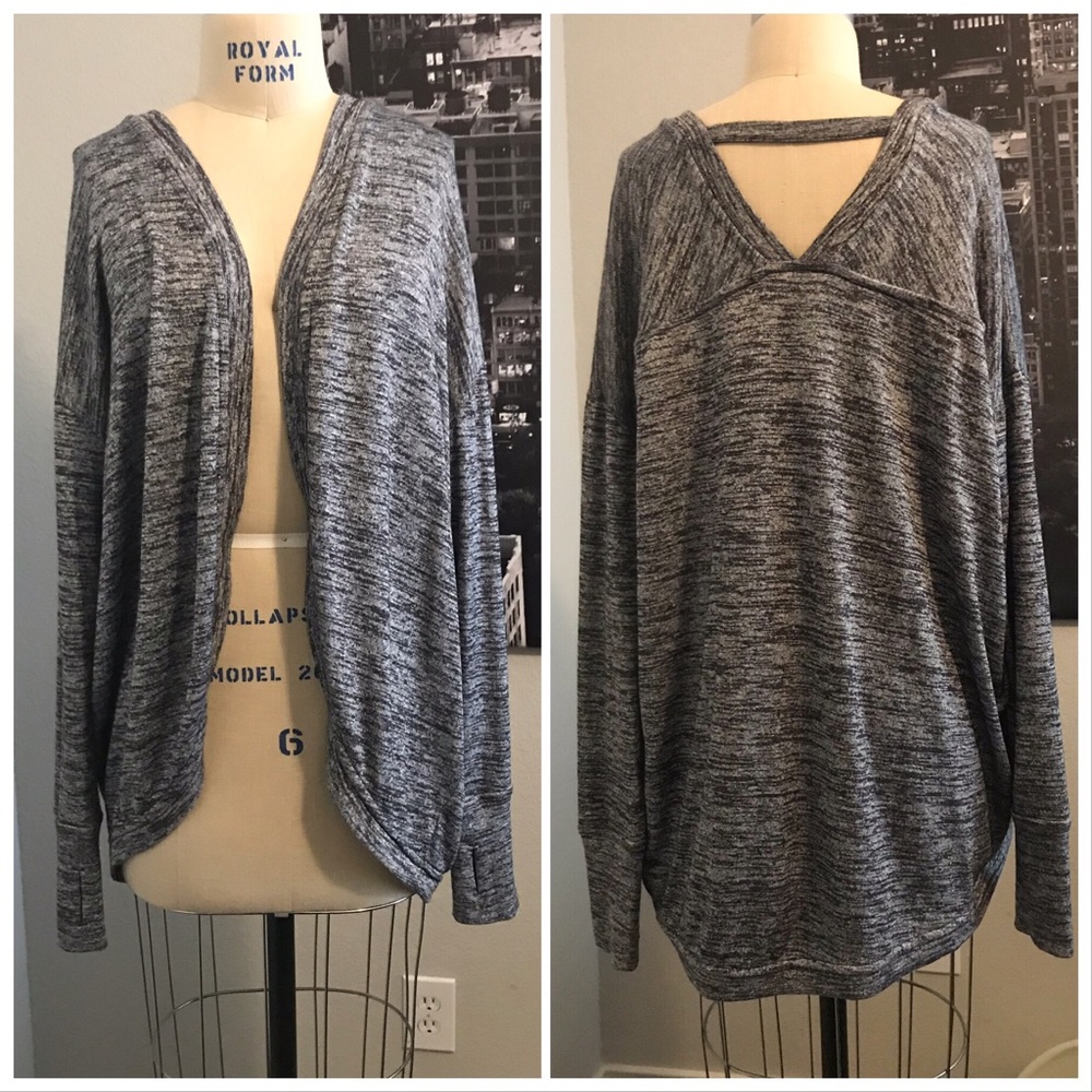 Athleta Yoga Sweater Slouchy Yogi Cardigan Grey
